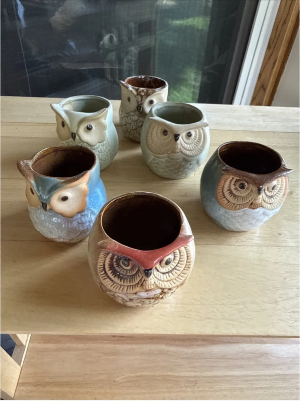 Small Ceramic Owl Succulent Planter Pots Set of 6